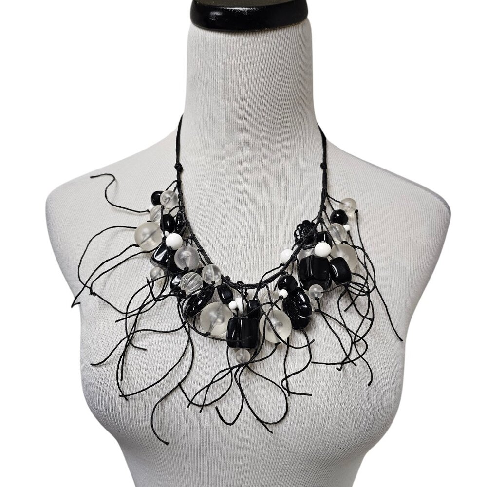 Theresa Goodall black, white and clear beaded statement necklace